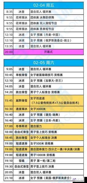 冬奥会赛程安排一览表(冬奥会2022比赛时间)